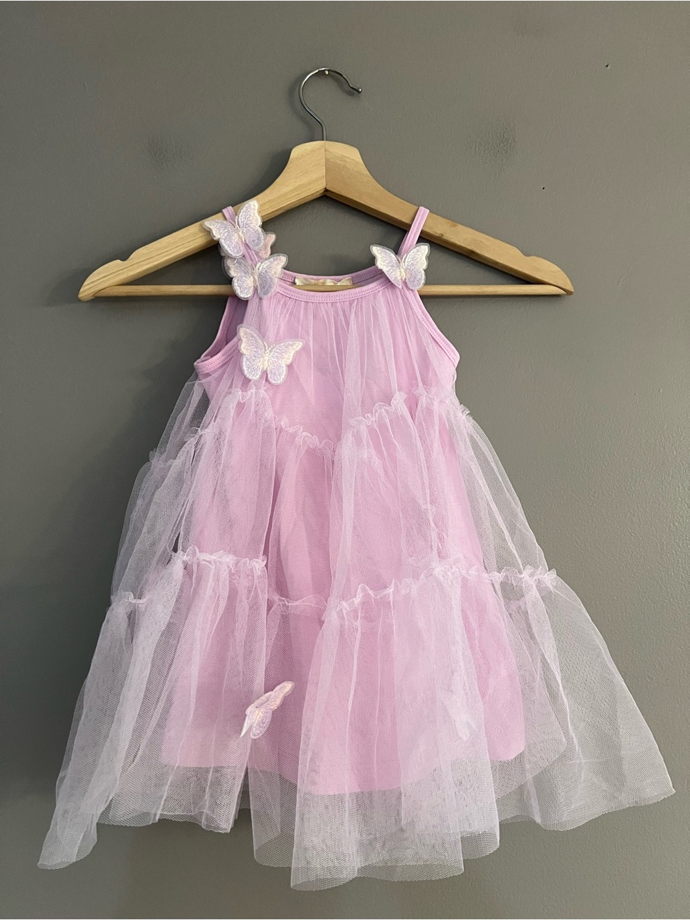 Truly Me by Sara Sara Toddler Fairy Butterfly Tulle Dress Layered Mesh Pink 2T - Picture 2 of 9